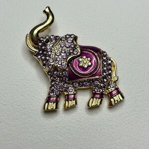 Purple and Gold Elephant Brooch
